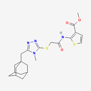 molecular formula C22H28N4O3S2 B4282127 methyl 2-[({[5-(1-adamantylmethyl)-4-methyl-4H-1,2,4-triazol-3-yl]thio}acetyl)amino]-3-thiophenecarboxylate 