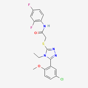 molecular formula C19H17ClF2N4O2S B4282131 2-{[5-(5-chloro-2-methoxyphenyl)-4-ethyl-4H-1,2,4-triazol-3-yl]thio}-N-(2,4-difluorophenyl)acetamide 