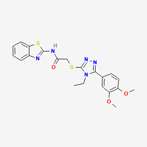 molecular formula C21H21N5O3S2 B4282134 N-1,3-benzothiazol-2-yl-2-{[5-(3,4-dimethoxyphenyl)-4-ethyl-4H-1,2,4-triazol-3-yl]thio}acetamide 
