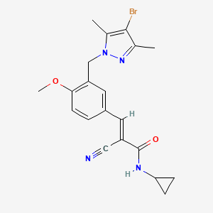3-{3-[(4-bromo-3,5-dimethyl-1H-pyrazol-1-yl)methyl]-4-methoxyphenyl}-2-cyano-N-cyclopropylacrylamide