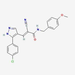 3-[3-(4-chlorophenyl)-1H-pyrazol-4-yl]-2-cyano-N-(4-methoxybenzyl)acrylamide