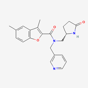 molecular formula C22H23N3O3 B4282189 3,5-dimethyl-N-{[(2S)-5-oxopyrrolidin-2-yl]methyl}-N-(pyridin-3-ylmethyl)-1-benzofuran-2-carboxamide 