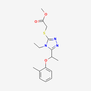 molecular formula C16H21N3O3S B4282222 methyl ({4-ethyl-5-[1-(2-methylphenoxy)ethyl]-4H-1,2,4-triazol-3-yl}thio)acetate 