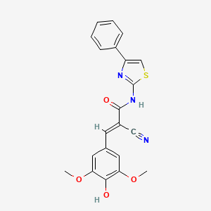 2-cyano-3-(4-hydroxy-3,5-dimethoxyphenyl)-N-(4-phenyl-1,3-thiazol-2-yl)acrylamide