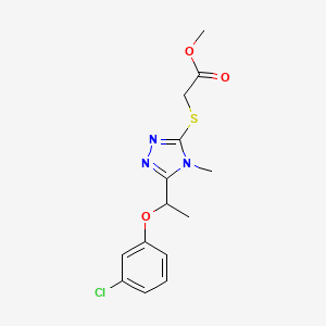 molecular formula C14H16ClN3O3S B4282239 methyl ({5-[1-(3-chlorophenoxy)ethyl]-4-methyl-4H-1,2,4-triazol-3-yl}thio)acetate 