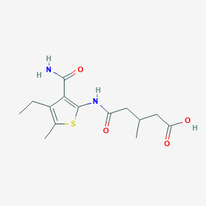 molecular formula C14H20N2O4S B4282259 5-{[3-(aminocarbonyl)-4-ethyl-5-methyl-2-thienyl]amino}-3-methyl-5-oxopentanoic acid 