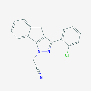 molecular formula C18H12ClN3 B428227 (3-(2-chlorophenyl)indeno[1,2-c]pyrazol-1(4H)-yl)acetonitrile 