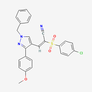 molecular formula C26H20ClN3O3S B4282282 3-[1-benzyl-3-(4-methoxyphenyl)-1H-pyrazol-4-yl]-2-[(4-chlorophenyl)sulfonyl]acrylonitrile 