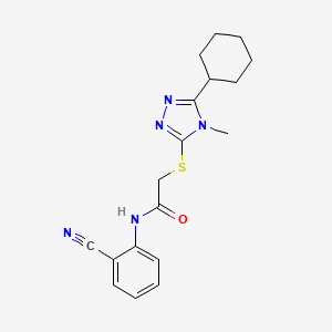 molecular formula C18H21N5OS B4282294 N-(2-cyanophenyl)-2-[(5-cyclohexyl-4-methyl-4H-1,2,4-triazol-3-yl)thio]acetamide 