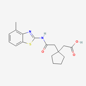 molecular formula C17H20N2O3S B4282302 (1-{2-[(4-methyl-1,3-benzothiazol-2-yl)amino]-2-oxoethyl}cyclopentyl)acetic acid 