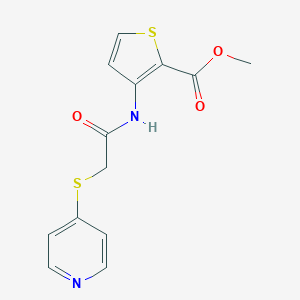 molecular formula C13H12N2O3S2 B428231 Methyl 3-{[(4-pyridinylsulfanyl)acetyl]amino}-2-thiophenecarboxylate 