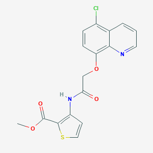 molecular formula C17H13ClN2O4S B428232 Methyl 3-({[(5-chloro-8-quinolinyl)oxy]acetyl}amino)-2-thiophenecarboxylate 