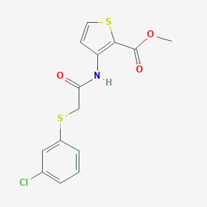 molecular formula C14H12ClNO3S2 B428235 Methyl 3-({[(3-chlorophenyl)sulfanyl]acetyl}amino)-2-thiophenecarboxylate 