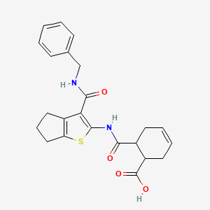 molecular formula C23H24N2O4S B4282420 6-[({3-[(benzylamino)carbonyl]-5,6-dihydro-4H-cyclopenta[b]thien-2-yl}amino)carbonyl]-3-cyclohexene-1-carboxylic acid 