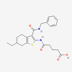 molecular formula C23H28N2O4S B4282422 5-({3-[(benzylamino)carbonyl]-6-ethyl-4,5,6,7-tetrahydro-1-benzothien-2-yl}amino)-5-oxopentanoic acid 