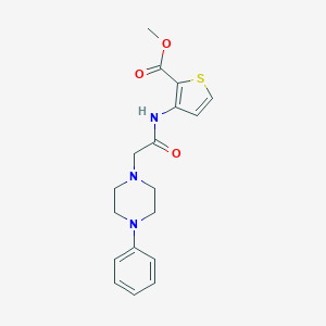 molecular formula C18H21N3O3S B428247 Methyl 3-{[(4-phenyl-1-piperazinyl)acetyl]amino}-2-thiophenecarboxylate 
