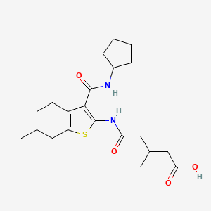 molecular formula C21H30N2O4S B4282490 5-({3-[(cyclopentylamino)carbonyl]-6-methyl-4,5,6,7-tetrahydro-1-benzothien-2-yl}amino)-3-methyl-5-oxopentanoic acid 