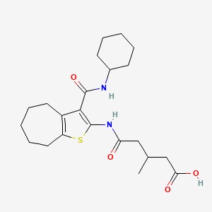 molecular formula C22H32N2O4S B4282492 5-({3-[(cyclohexylamino)carbonyl]-5,6,7,8-tetrahydro-4H-cyclohepta[b]thien-2-yl}amino)-3-methyl-5-oxopentanoic acid 