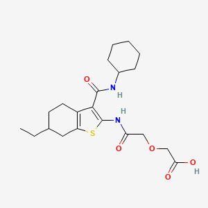 molecular formula C21H30N2O5S B4282528 [2-({3-[(cyclohexylamino)carbonyl]-6-ethyl-4,5,6,7-tetrahydro-1-benzothien-2-yl}amino)-2-oxoethoxy]acetic acid 
