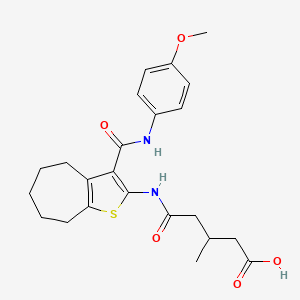 5-[(3-{[(4-methoxyphenyl)amino]carbonyl}-5,6,7,8-tetrahydro-4H-cyclohepta[b]thien-2-yl)amino]-3-methyl-5-oxopentanoic acid