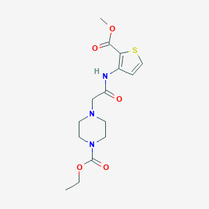 molecular formula C15H21N3O5S B428255 Ethyl 4-(2-{[2-(methoxycarbonyl)-3-thienyl]amino}-2-oxoethyl)-1-piperazinecarboxylate 