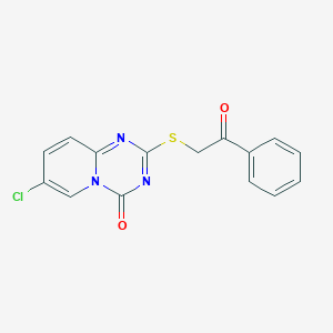 molecular formula C15H10ClN3O2S B428256 7-chloro-2-[(2-oxo-2-phenylethyl)sulfanyl]-4H-pyrido[1,2-a][1,3,5]triazin-4-one 