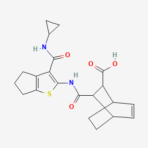 molecular formula C21H24N2O4S B4282560 3-[({3-[(cyclopropylamino)carbonyl]-5,6-dihydro-4H-cyclopenta[b]thien-2-yl}amino)carbonyl]bicyclo[2.2.2]oct-5-ene-2-carboxylic acid 