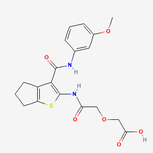 molecular formula C19H20N2O6S B4282565 {2-[(3-{[(3-methoxyphenyl)amino]carbonyl}-5,6-dihydro-4H-cyclopenta[b]thien-2-yl)amino]-2-oxoethoxy}acetic acid 