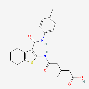 molecular formula C22H26N2O4S B4282571 3-methyl-5-[(3-{[(4-methylphenyl)amino]carbonyl}-4,5,6,7-tetrahydro-1-benzothien-2-yl)amino]-5-oxopentanoic acid 