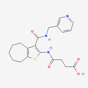 molecular formula C20H23N3O4S B4282579 4-oxo-4-[(3-{[(3-pyridinylmethyl)amino]carbonyl}-5,6,7,8-tetrahydro-4H-cyclohepta[b]thien-2-yl)amino]butanoic acid 