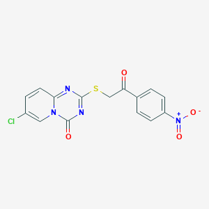 molecular formula C15H9ClN4O4S B428260 7-chloro-2-[(2-{4-nitrophenyl}-2-oxoethyl)sulfanyl]-4H-pyrido[1,2-a][1,3,5]triazin-4-one 