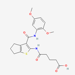 molecular formula C21H24N2O6S B4282612 5-[(3-{[(2,5-dimethoxyphenyl)amino]carbonyl}-5,6-dihydro-4H-cyclopenta[b]thien-2-yl)amino]-5-oxopentanoic acid 