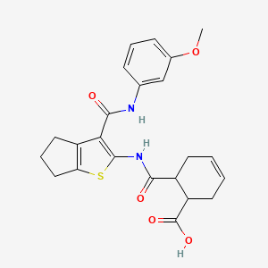 molecular formula C23H24N2O5S B4282623 6-{[(3-{[(3-methoxyphenyl)amino]carbonyl}-5,6-dihydro-4H-cyclopenta[b]thien-2-yl)amino]carbonyl}-3-cyclohexene-1-carboxylic acid 