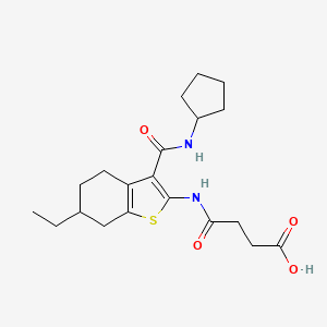 molecular formula C20H28N2O4S B4282677 4-({3-[(cyclopentylamino)carbonyl]-6-ethyl-4,5,6,7-tetrahydro-1-benzothien-2-yl}amino)-4-oxobutanoic acid 