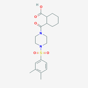 molecular formula C20H28N2O5S B4282690 2-({4-[(3,4-dimethylphenyl)sulfonyl]-1-piperazinyl}carbonyl)cyclohexanecarboxylic acid 