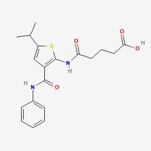 molecular formula C19H22N2O4S B4282721 5-{[3-(anilinocarbonyl)-5-isopropyl-2-thienyl]amino}-5-oxopentanoic acid 