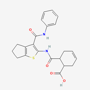 molecular formula C22H22N2O4S B4282729 6-({[3-(anilinocarbonyl)-5,6-dihydro-4H-cyclopenta[b]thien-2-yl]amino}carbonyl)-3-cyclohexene-1-carboxylic acid 
