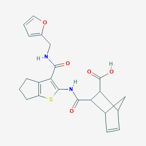 molecular formula C22H22N2O5S B4282737 3-{[(3-{[(2-furylmethyl)amino]carbonyl}-5,6-dihydro-4H-cyclopenta[b]thien-2-yl)amino]carbonyl}bicyclo[2.2.1]hept-5-ene-2-carboxylic acid 