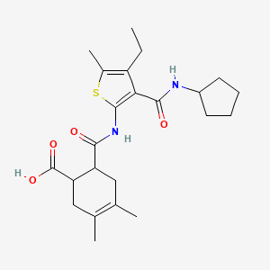6-[({3-[(cyclopentylamino)carbonyl]-4-ethyl-5-methyl-2-thienyl}amino)carbonyl]-3,4-dimethyl-3-cyclohexene-1-carboxylic acid