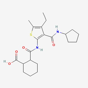2-[({3-[(cyclopentylamino)carbonyl]-4-ethyl-5-methyl-2-thienyl}amino)carbonyl]cyclohexanecarboxylic acid