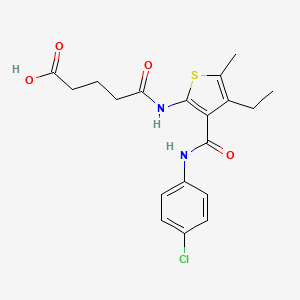molecular formula C19H21ClN2O4S B4282776 5-[(3-{[(4-chlorophenyl)amino]carbonyl}-4-ethyl-5-methyl-2-thienyl)amino]-5-oxopentanoic acid 