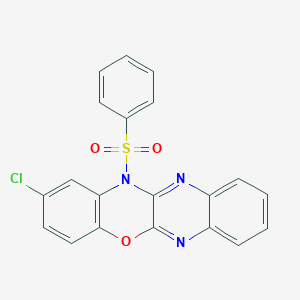 molecular formula C20H12ClN3O3S B428281 2-chloro-12-(phenylsulfonyl)-12H-quinoxalino[2,3-b][1,4]benzoxazine 