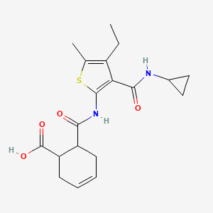 molecular formula C19H24N2O4S B4282822 6-[({3-[(cyclopropylamino)carbonyl]-4-ethyl-5-methyl-2-thienyl}amino)carbonyl]-3-cyclohexene-1-carboxylic acid 