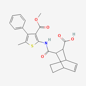 molecular formula C23H23NO5S B4282853 3-({[3-(methoxycarbonyl)-5-methyl-4-phenyl-2-thienyl]amino}carbonyl)bicyclo[2.2.2]oct-5-ene-2-carboxylic acid 