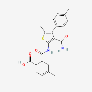 6-{[3-Carbamoyl-5-methyl-4-(4-methylphenyl)thiophen-2-yl]carbamoyl}-3,4-dimethylcyclohex-3-ene-1-carboxylic acid