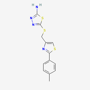 molecular formula C13H12N4S3 B4282880 5-({[2-(4-methylphenyl)-1,3-thiazol-4-yl]methyl}thio)-1,3,4-thiadiazol-2-amine 
