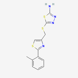 molecular formula C13H12N4S3 B4282881 5-({[2-(2-methylphenyl)-1,3-thiazol-4-yl]methyl}thio)-1,3,4-thiadiazol-2-amine 