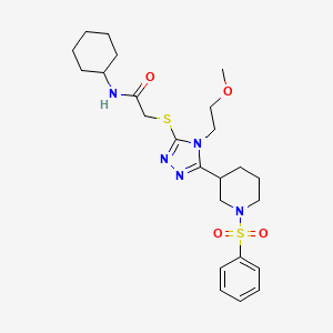 molecular formula C24H35N5O4S2 B4282888 N-cyclohexyl-2-({4-(2-methoxyethyl)-5-[1-(phenylsulfonyl)-3-piperidinyl]-4H-1,2,4-triazol-3-yl}thio)acetamide 