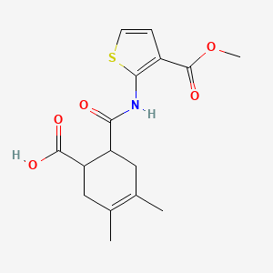 molecular formula C16H19NO5S B4282899 6-({[3-(methoxycarbonyl)-2-thienyl]amino}carbonyl)-3,4-dimethyl-3-cyclohexene-1-carboxylic acid 