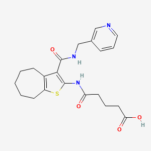 molecular formula C21H25N3O4S B4282907 5-oxo-5-[(3-{[(3-pyridinylmethyl)amino]carbonyl}-5,6,7,8-tetrahydro-4H-cyclohepta[b]thien-2-yl)amino]pentanoic acid 